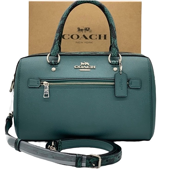 Coach Rowan Satchel SV/Dark Turquoise Green Shoulder Bag Crossbody Style# 91602 - Picture 1 of 16